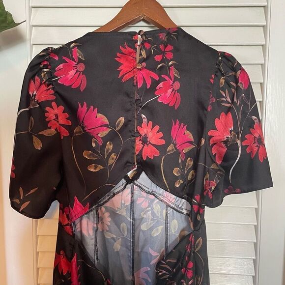 ASOS | floral red black open back jumpsuit size 10 - Picture 9 of 14